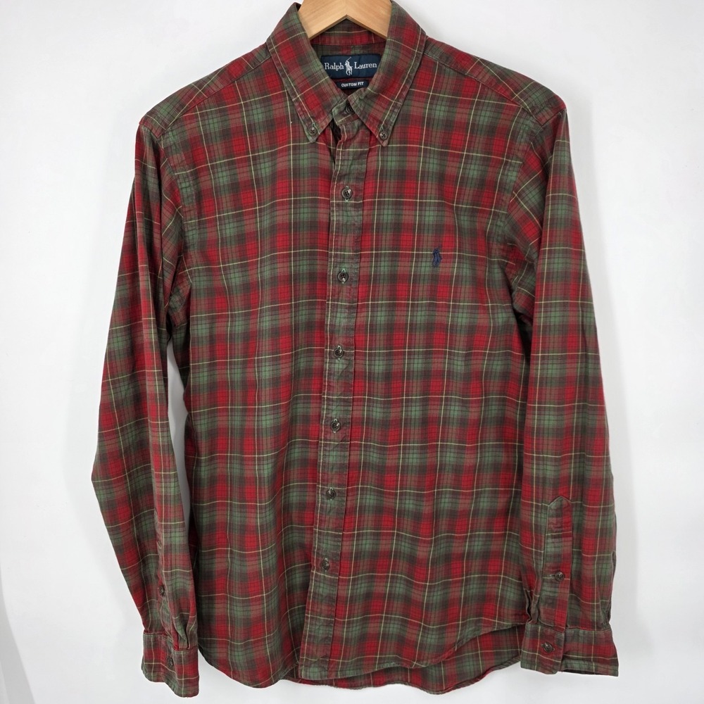 Polo Ralph Lauren Men's Long Sleeve Button Down Red Green Tartan Plaid Men's M - Picture 2 of 8